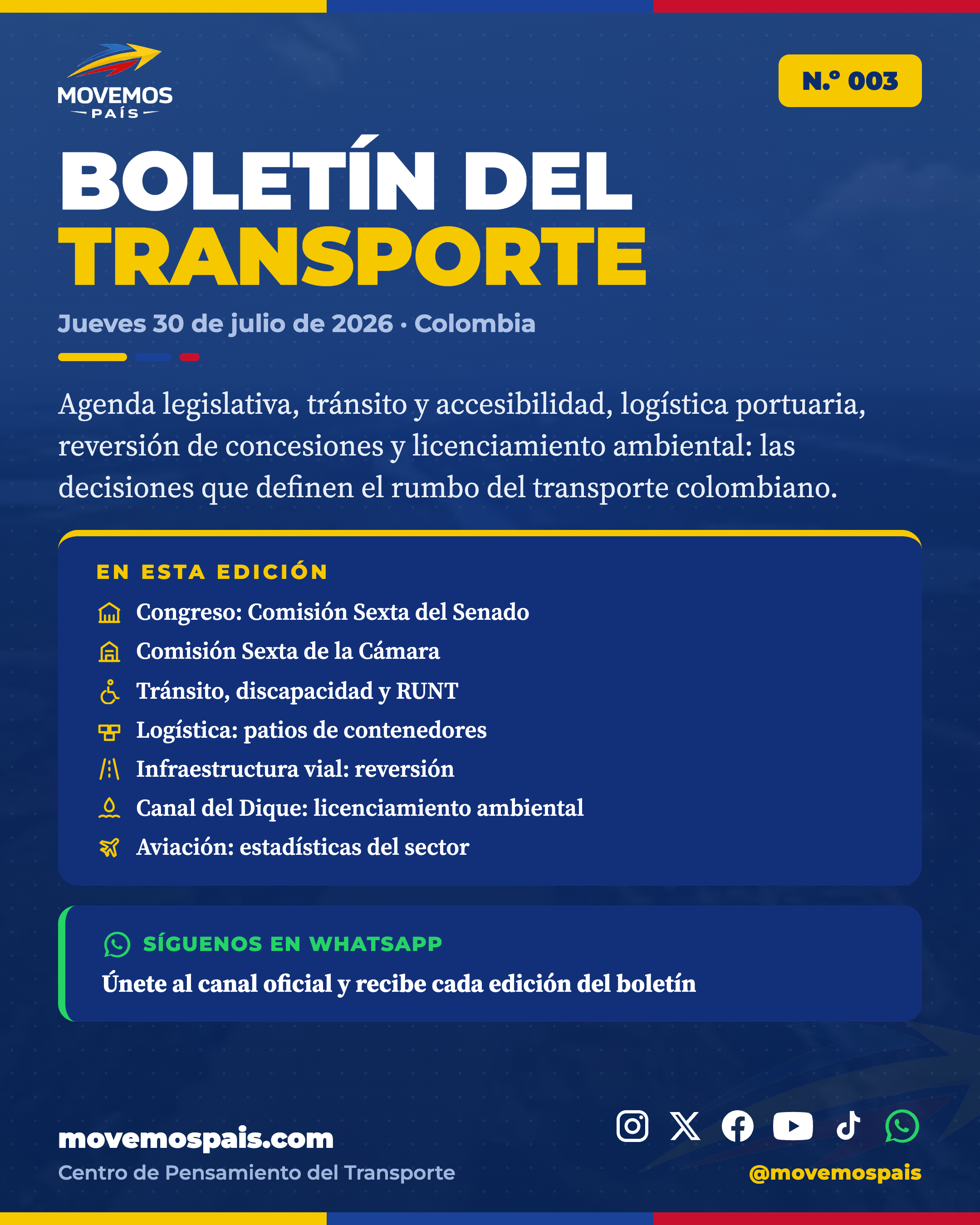 Portada Boletín del Transporte N.º 003