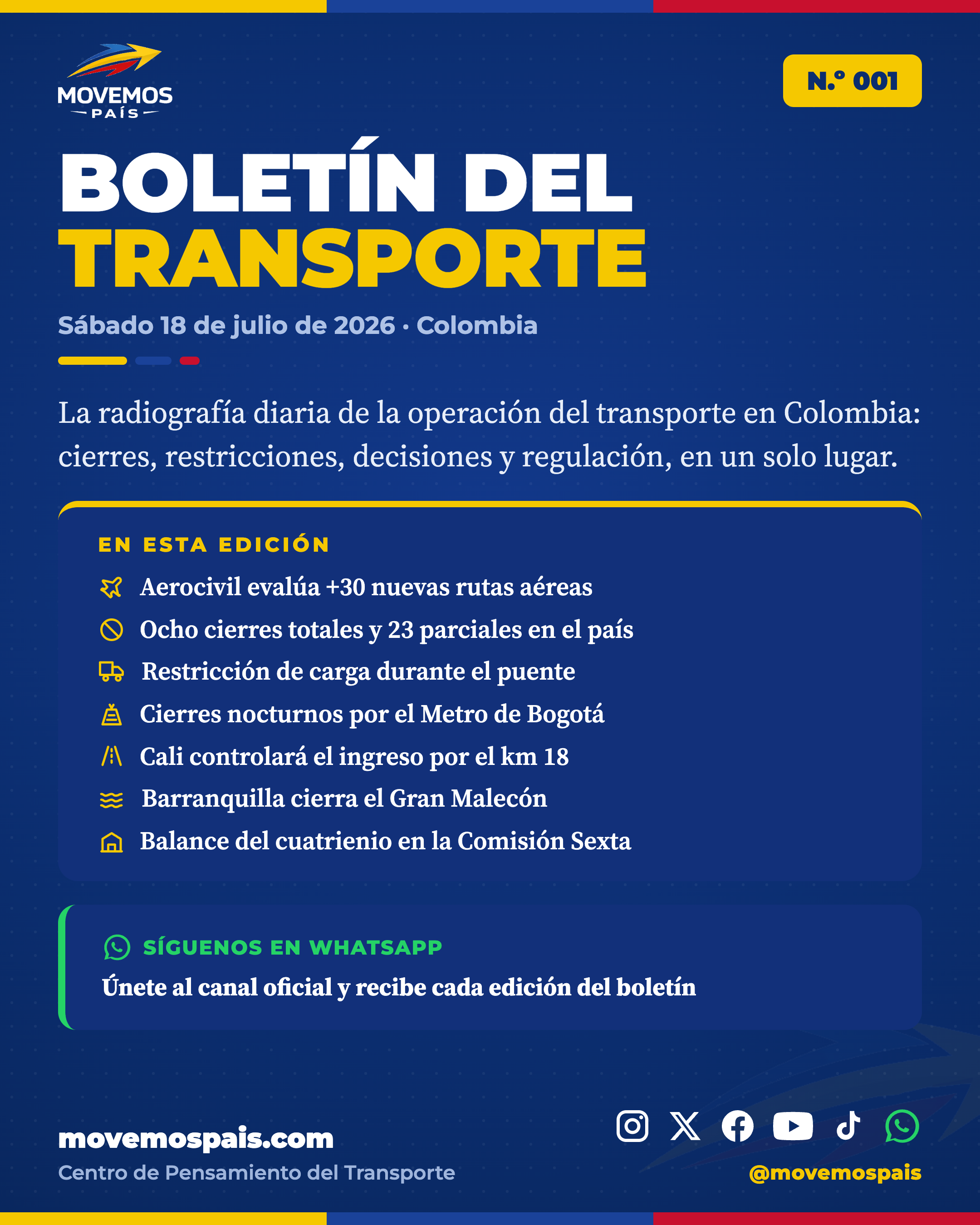 Portada Boletín del Transporte N.º 001